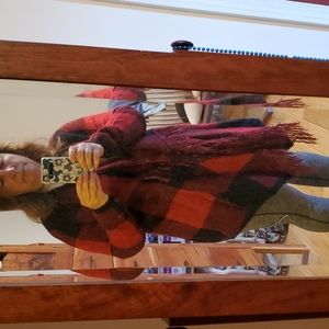 Cozy,stylish cardigan. Red black plaid.womens L